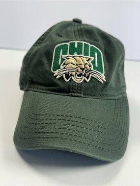 Classic dark green baseball cap with embroidered wildcat patch